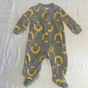 Carter's Gray and Yellow Footie with Playful Lion Pattern